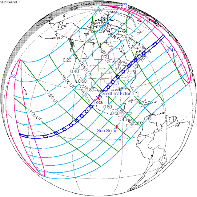 The April 2024 Solar Eclipse, Part 3: Visibility Region